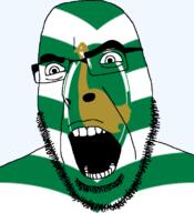 angry animal bird british england flag flag:wiltshire glasses great_bustard hair looking_to_the_left open_mouth soyjak stubble teeth thick_eyebrows united_kingdom variant:cobson wiltshire // 721x789 // 106.6KB