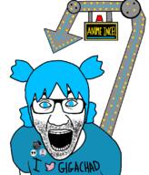 4chan animal anime arm arrow badge blue_eyes blue_hair clothes gigachad glasses gorilla hair i_love incel john_winthrop logo open_mouth schizo soyjak stubble text tshirt twitter variant:el_perro_rabioso yotsoyba // 685x800 // 107.1KB