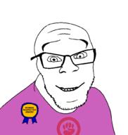 award bald beard feminism feminist glasses pink_shirt smile teeth variant:feraljak // 1422x1498 // 132.4KB