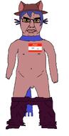angry cat_(namefag) closed_mouth clothes full_body glasses hair jimbo_(namefag) naked niko_(oneshot) penis small_penis subvariant:chudjak_front subvariant:obsessedchud tiny_penis variant:chudjak // 956x1900 // 102.8KB