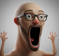 1soyjaks ear eyebrows forehead_lines glasses hand hands_up meta:ai_generated mustache nose open_eyes open_mouth stubble subvariant:wewjak teeth teeth_showing tongue variant:soyak // 1056x992 // 1.3MB