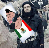 beard dakimakura flag:isis flag:islamic_state flag:mexico holding_dakimakura holding_object irl irl_background isis islam islamic_state mexico pointing pointing_up terrorist unibrow variant:meximutt // 1080x1062 // 224.5KB