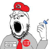 4chan arm badge clothes cultural_phenomenon glasses hand hat i_am_abib janny mario necktie nintendo open_mouth push_pin soyjak sticky stubble variant:gapejak video_game // 1796x1740 // 713.8KB