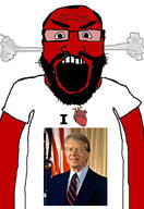 angry balding beard clothes glasses hair heart i_love jimmy_carter open_mouth red_skin soyjak subvariant:science_lover tshirt variant:markiplier_soyjak // 2816x4096 // 923.5KB