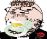 baby caca don_cobleone_(mod) glasses hair jpeg_compression low_quality mustache small_eyes soyjak stubble tuxedo white_background // 90x75 // 3.4KB