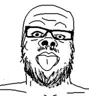 glasses looking_at_you stubble tongue tongue_out variant:a24_slowburn_soyjak // 425x456 // 48.3KB