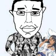 anime arm black_skin body_pillow closed_mouth clothes ear glasses hair holding_object hoodie ijiranaide_nagatoro_san long_hair meta:low_resolution nagatoro_hayase nsfw sex skirt smile soyjak subvariant:chudjak_front variant:chudjak // 1008x1014 // 221.7KB