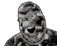 coal coal_skin fat glasses open_mouth soyjak stubble variant:shotjak // 417x339 // 137.6KB