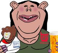 amerimutt baby black_skin brown_skin fat female holding_object jpeg meds nestle pacifier painted_nails subvariant:impish_amerimutt subvariant:impish_front variant:impish_soyak_ears walgreens // 700x633 // 228.3KB
