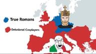 closed_mouth clothes flag flag:italy germany glasses holy_roman_empire italy map nordic_chad open_mouth roman_empire rome soyjak stubble teeth text variant:feraljak // 1053x589 // 42.1KB