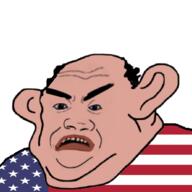 amerimutt angry balding ear flag flag:united_states hair meta:nas mutt open_mouth soyjak tranny united_states variant:alicia // 2048x2048 // 1.4MB