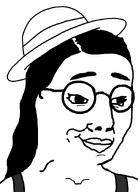 black_hair chud closed_mouth clothes female glasses hair happy hat long_hair raised_eyebrow series:foidjaks smile subvariant:female_chudjak template transparent_background variant:chudjak // 645x895 // 18.8KB