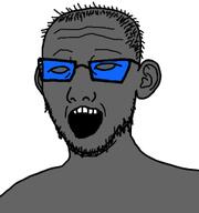 doll_(user) glasses grey_skin open_mouth soot_colors soyjak stubble variant:kuzjak // 239x255 // 16.0KB