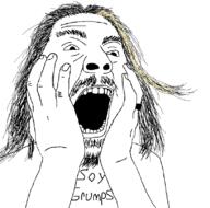 arin_hanson arm game_grumps hair hand long_hair mustache open_mouth soyjak stubble text variant:unknown // 812x805 // 65.0KB