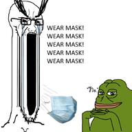 amphibian bloodshot_eyes coronavirus_pandemic crying frog glasses groyper large_eyebrows mask mouth_mask nas:pepe open_mouth pepe pepe_the_frog soyjak stretched_mouth stubble subnas:groyper surgical_mask text variant:soyak // 1022x1024 // 403.8KB
