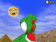 angry edit glasses mario mustache open_mouth soyjak stubble sun super_mario_64 variant:feraljak video_game yoshi // 1120x840 // 508.5KB