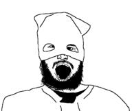 Delaware Delaware_(person) beard clothes hat mask open_mouth soyjak variant:unknown // 1282x1080 // 24.7KB