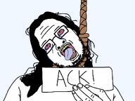 ack bloodshot_eyes clothes crying faggot glasses hair hand hanging holding_object long_hair nigger_lips noose open_mouth paper pedophile redraw retard rope rotten_teeth skajyos stubble subhuman suicide template text tongue variant:skajyosjak white_shirt white_skin // 1114x835 // 30.3KB