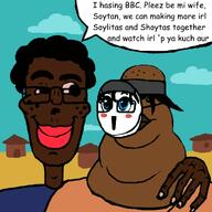 artist:m3t4t4gm3 bald esl glasses landscape lesotho mudhut obese shitskin smile speech_bubble subvariant:jartycuck text thaba-tseka variant:chudjak variant:neckbeardjak variant:soytan // 1000x1000 // 239.3KB