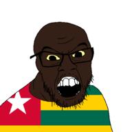 black_skin clothes country flag glasses nigger open_mouth small_eyes soyjak stubble togo variant:feraljak // 1500x1500 // 33.7KB