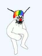 angry animated arm bloodshot_eyes clown crying dance engineer full_body glasses hair hand large_eyebrows leg open_mouth rainbow selfish_little_fuck soyjak stubble variant:cryboy_soyjak wig // 536x706 // 678.2KB