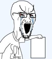 angry clothes crying glasses seethe soyjak stubble template text transparent_background variant:soyak // 822x945 // 87.8KB
