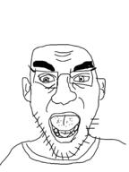 bald forehead_wrinkles gem glasses mouth_open original_character original_content sigma_male soyjak soyteen stubble teeth traced zoomer // 1442x1920 // 60.8KB
