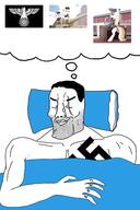 arm aryanne_(pony) beard blanket cartoon chin closed eyes hair hand meta:low_resolution my_little_pony nazism sleeping smile soyjak tattoo variant:chudjak // 357x537 // 52.4KB
