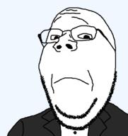 closed_mouth clothes frown glasses soyjak stubble subvariant:wholesome_soyjak suit tuxedo variant:gapejak // 753x800 // 60.5KB