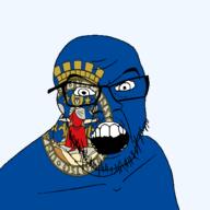 angry animal county flag flag:oslo glasses hair holding_object lion looking_at_you mustache norway norwegian_text open_mouth oslo soyjak star stubble teeth text transparent_background variant:feraljak // 1500x1500 // 337.9KB