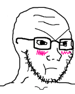 blush blushing eyebrows_down eyebrows_not_thick frown frowning in_denial meta:tagme soyjak white_background white_skin // 500x621 // 79.2KB