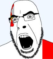 christianity flag flag:volgoda_oblast full_head glasses looking_to_the_right open_mouth russia soyjak stubble teeth text transparent_background variant:cobson vologda_oblast // 721x789 // 32.2KB