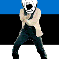 animated country dance estonia flag full_body gangnam_style glasses irl open_mouth push_pin soyjak sticky stubble variant:cobson // 300x460 // 251.6KB