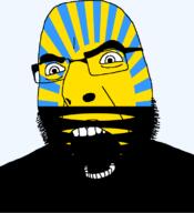 angry country donetsk donetsk_oblast flag flag:donetsk_oblast glasses hair looking_to_the_left oblast open_mouth plant russia soyjak stubble sun teeth thick_eyebrows ukraine variant:cobson // 721x789 // 54.3KB