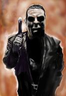 2soyjaks angry arm artist:romanian_schizo closed_mouth clothes ear eyeball fire frown gun hair hand holding_object marvel ominous_shadow open_mouth painting patrick_crusius pistol punisher skull soyjak trenchcoat variant:chudjak variant:feraljak // 1192x1739 // 2.5MB