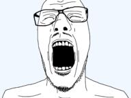 closed_eyes glasses mustache open_mouth soyjak stubble variant:unknown // 1419x1064 // 195.8KB