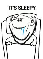 blanket closed_eyes closed_mouth drool ear hand its_over pillow sleeping soyjak stubble text variant:impish_soyak_ears // 744x1017 // 525.7KB