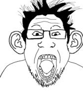 ear glasses hair merge open_mouth series:fusionjaks soyjak stubble variant:bernd variant:markiplier_soyjak // 454x520 // 56.4KB