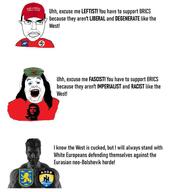 2soyjaks america_first azov_battalion baseball_cap brics che_guevara clothes communism gigachad glasses hair hat long_hair maga maga_hat makeup nazism open_mouth red_hat schutzstaffel soyjak stubble subvariant:chudjak_front text ukraine variant:alicia variant:chudjak // 870x980 // 99.5KB