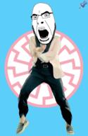 angry animated dance gangnam_style glasses nazism open_mouth push_pin sonnenrad soyjak sticky stubble tranny variant:cobson // 300x460 // 492.9KB