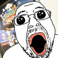 glasses irl_background oh_my_god_she_is_so_attractive open_mouth soyjak stubble toy_story variant:bernd // 960x956 // 1.0MB