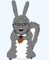 acorn animal ear glasses hand holding_object nut open_mouth soyjak stubble tail trend:squirreljakking variant:unknown // 827x1000 // 122.8KB