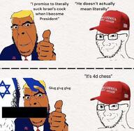 clothes dick donald_trump glasses hat israel jewish_star maga maga_hat meta:op_is_a_gringo_looking_for_trouble_for_adding_less_than_5_tags meta:op_is_a_shalala_for_not_adding_a_variant_tag meta:tagme op_is_a_retarded_lazy_faggot_for_not_tagging_his_own_shit red_hat stubble thumbs_up variant:cobson variant:soyak // 468x459 // 45.0KB