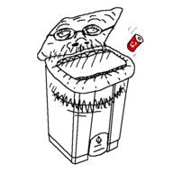 bbc can coca_cola glasses open_mouth queen_of_spades redraw series:objakt soyjak stubble trash_can variant:a24_slowburn_soyjak // 600x600 // 1.4MB