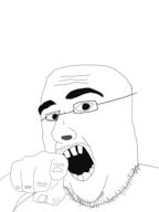 arm glasses hand mustache open_mouth pointing pointing_at_viewer soyjak stubble variant:unknown // 2448x3264 // 269.3KB