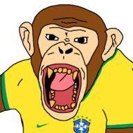 animal arm brazil ear monkey open_mouth soccer soyjak teeth tongue variant:monkeyjak // 680x680 // 183.2KB