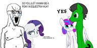 angry anon arm blue_eyes cartoon crying fat glasses green_eyes hair hand mlp_(4chan) my_little_pony open_mouth purple_hair rarity_(my_little_pony) soyjak stretched_mouth stubble text variant:soyak // 2000x1000 // 383.4KB