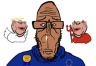 3soyjaks amerimutt angel award beard brown_skin closed_mouth clothes demon ear euromutt european european_union flag flag:european_union glasses halo lips most_obsessed_faggot_award mutt open_mouth pitchfork red_eyes red_shirt shitskin soyjak star_(symbol) stubble subvariant:euromutt subvariant:impish_amerimutt sweater variant:impish_soyak_ears variant:markiplier_soyjak wing worried // 712x489 // 126.0KB
