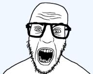angry glasses open_mouth soyjak stubble template transparent_background variant:nerdjak // 713x567 // 12.8KB