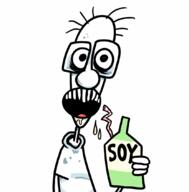 balding bottle carton cartoon drawing dripping droplet glasses jj_mccullough oekaki open_mouth soy soyboy soyjak soylent straw variant:unknown // 1060x1079 // 253.5KB